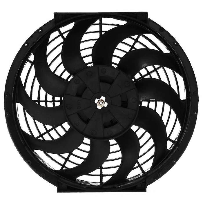 Universal 12 Inch 12V 80W 2100RPM Car Air Conditioning Electronic Cooling Slim Fan CURVED Blade Elec
