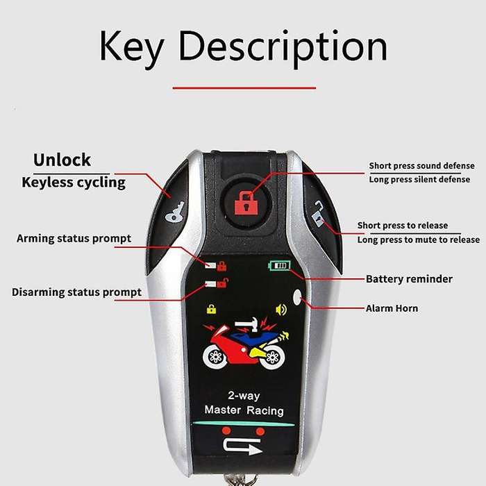 Universal 12V Motorcycle Anti-Theft Two-Way Alarm with Automatic Locking 57BA for ///