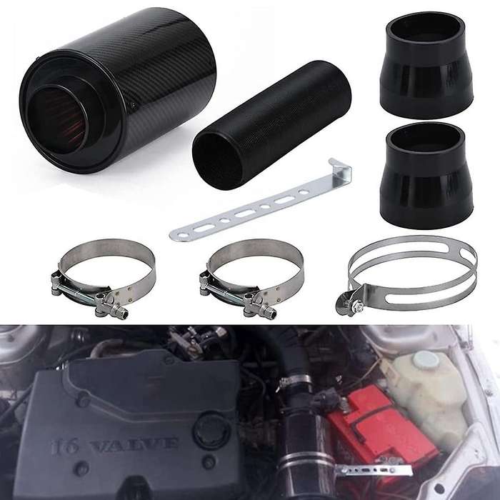 Universal 3 Inch Car Carbon Fiber Cold Air Filter Intake Pipe Hose Kit Car Filter Intake Kit Air Fil