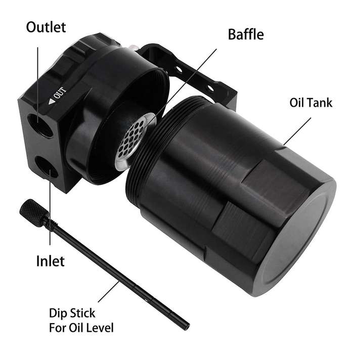 Universal 300Ml Oil Catch Can Tank Polish Baffled Engine Air Oil Separator Tank Reservoir Kit-Black