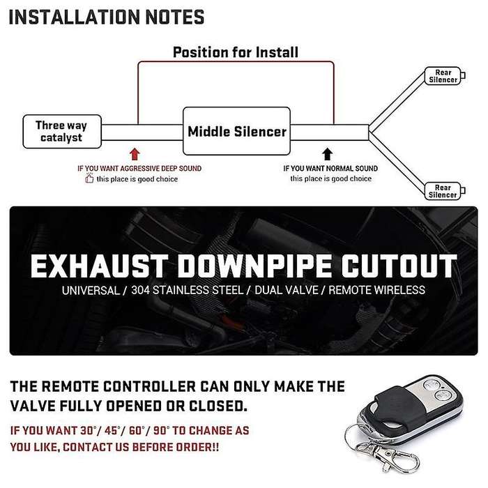 Universal 3Inch Dual Valve Electric Exhaust Shutoff Valve System Y-Type Exhaust Muffler Kit with Wir