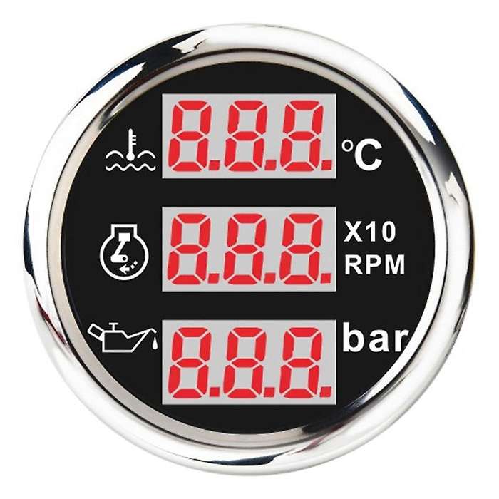 Universal 52mm 3 in 1 Multi-Function Digital Gauge Waterproof Water Temp Oil Pressure Tachometer Gau