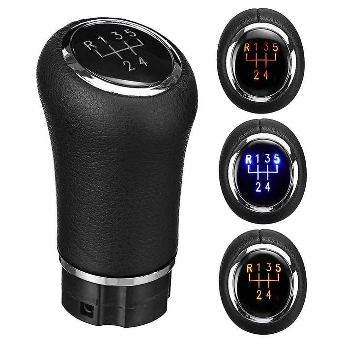 Universal 5Speed Manual Gear Shift Knob with LED Backlight Gear PU Leather Shifter Lever for /// Ora