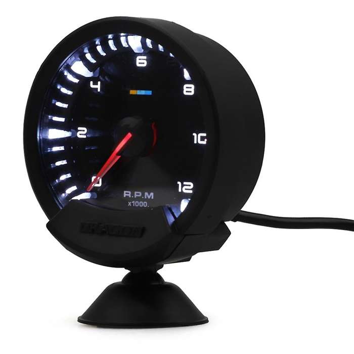 Universal 60Mm 12V White Led 0-12000Rpm Car Tachometer Tach Gauge for