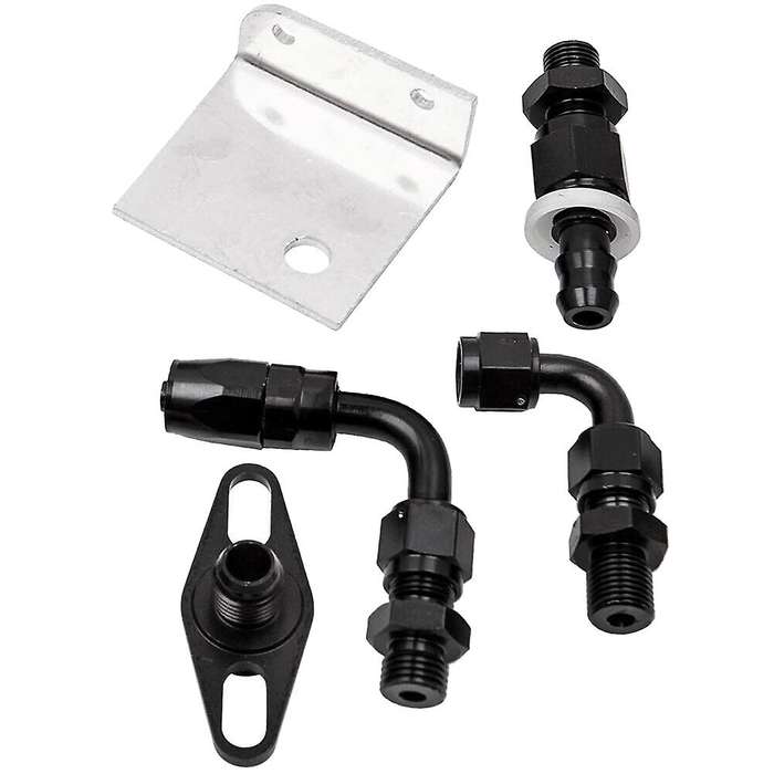 Universal Adjustable Fuel Pressure Regulator Kit with Oil Gauge 0-100 Psi-6AN Fitting End Black