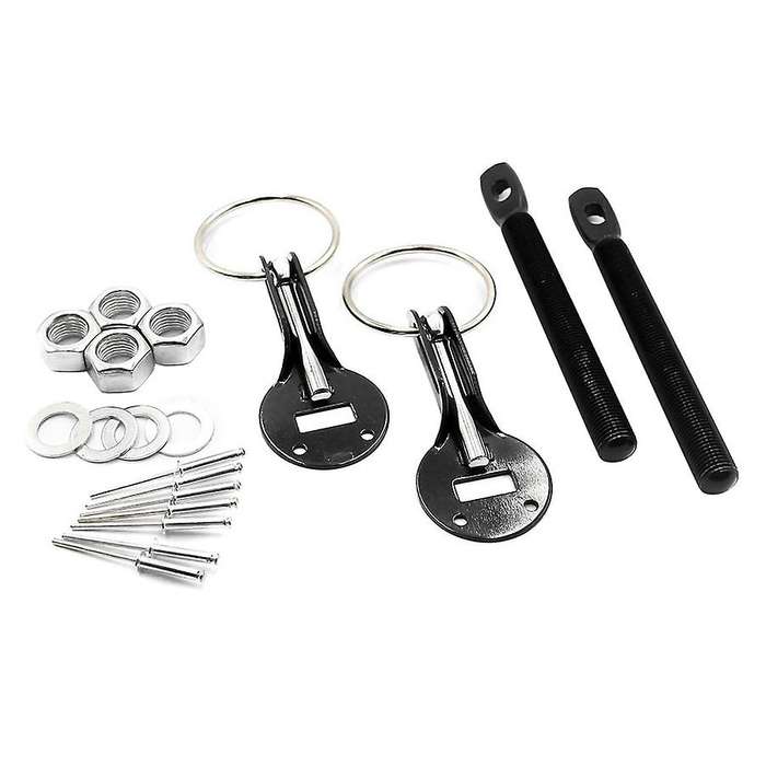Universal Alloy Mount Bonnet Hood Pin Pins Lock Latch Kit Racing Sport Car Black