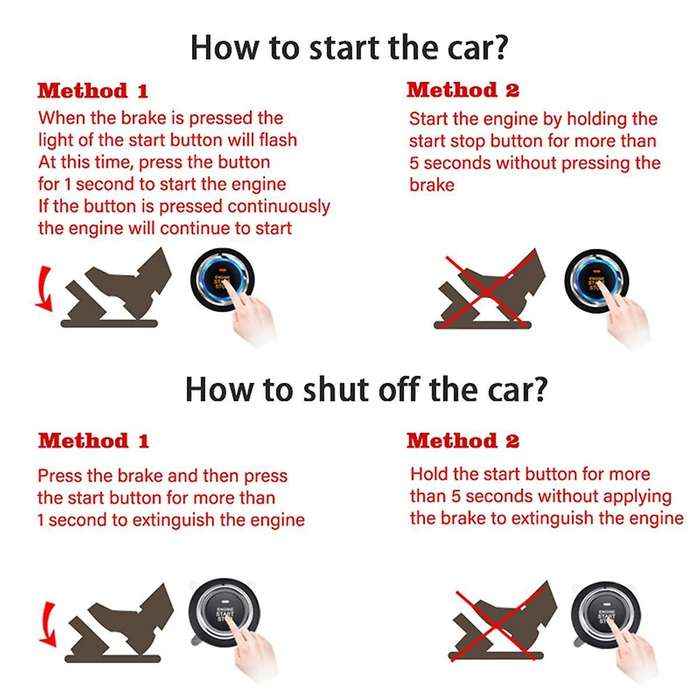 Universal Car Alarm with Autostart Intelligent Ignition System Remote with Stop Button for Cars Engi