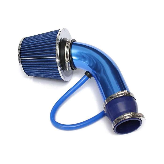 Universal Car Cool Air Kit 3inch Pipe Automotive Filter Induction Low Hose and Clamp Kits ,blue
