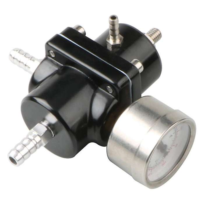 Universal Car Fuel Pressure Regulator 0-140PSI Adjustable Pressure Reducer with Pressure Gauge, Blac