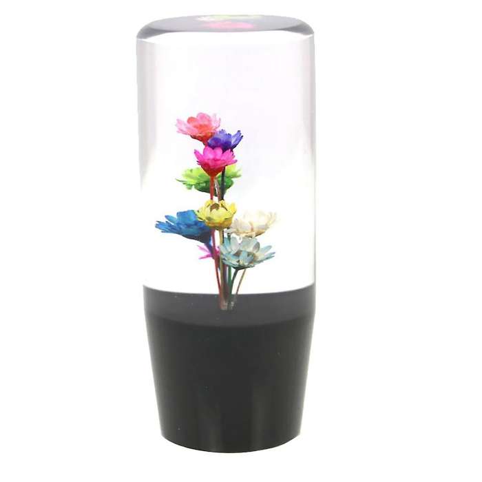 Universal Car Manual Shift Knob 4 Inch Acrylic Transparent Flowers Shift Lever Head for