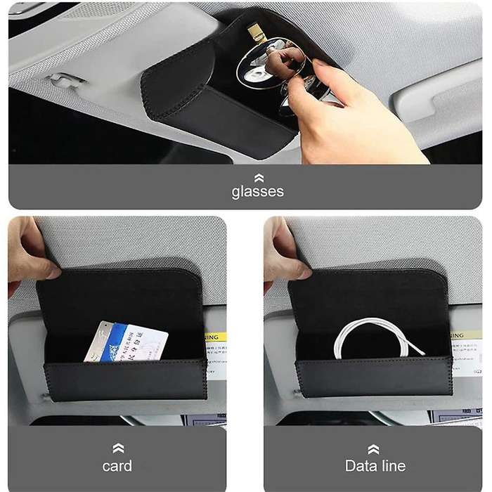 Universal Car Sunglass Holder, Car Sun Visor Eye Glasses Case Holders Leather Sunglasses Clip Stora