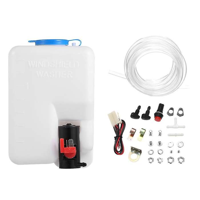 Universal Car Windshield Washer Pump Washer Fluid Reservoir Bottle Kit Washer System with Pump Jet B