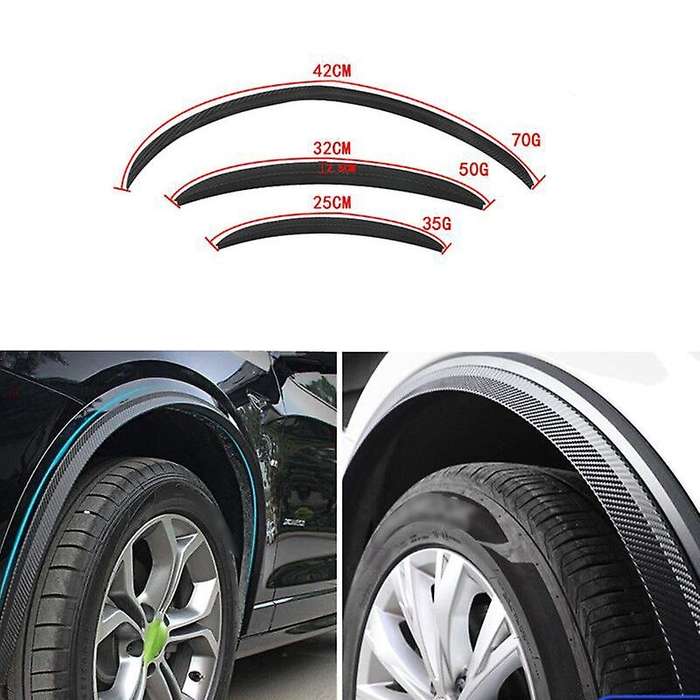 Universal Car Wheel Eyebrow Arch Trim Lips Flare Protector Carbon Fiber 4Pcs 25cm