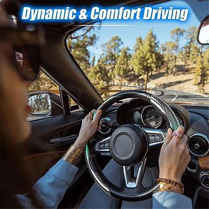 Universal Carbon Fiber Steering Wheel Cover, Hard Car Steering Wheel Cover Protective Film, Anti-sk