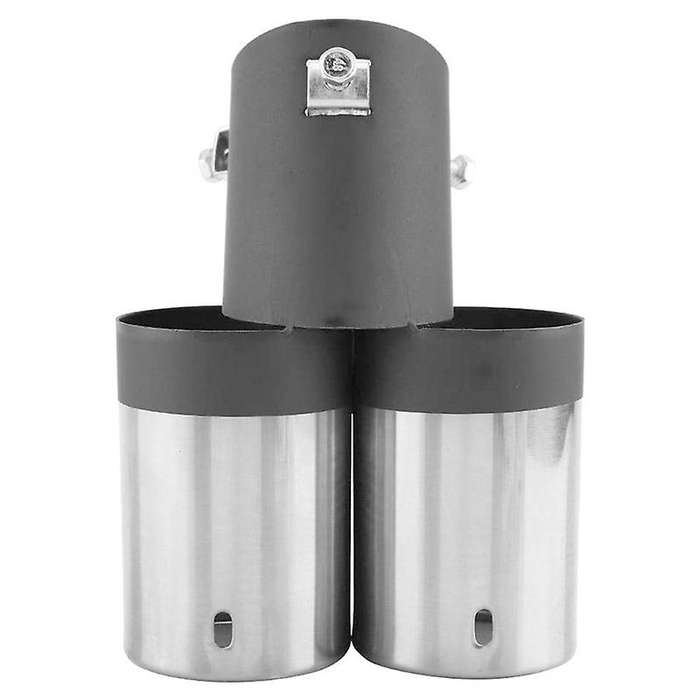 Universal Dual-Tube Car Tail Pipe, Two Black and White Car Tailpipes, Stainless Steel Exhaust Pipe
