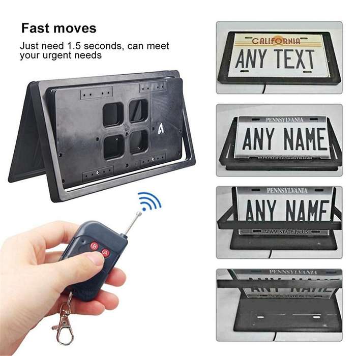 Universal Front Rear License Plate Frame Electric Remote Control Flip Hidden License Plate Bracket H