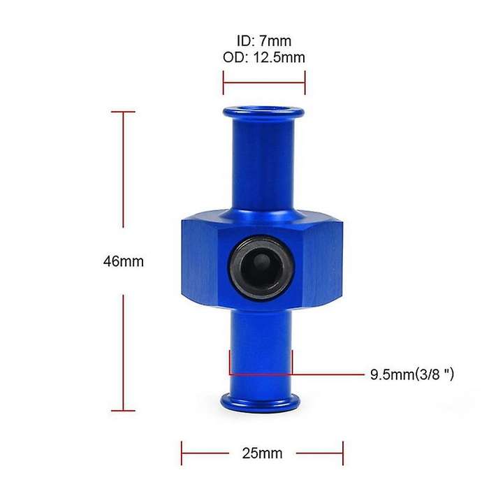 Universal Fuel Nitrous Pressure Gauge T Adapter 3/8 Inch Hose 1/8 Inch Npt Tee Port Red Car Tuning