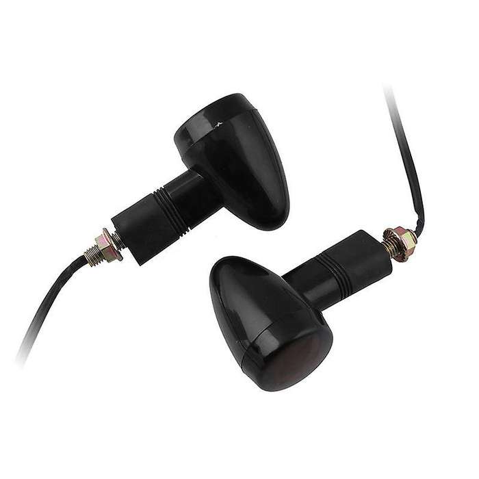 Universal Motorcycle Black Smoke LED Turn Signal Light Indicators for Cafe Custom
