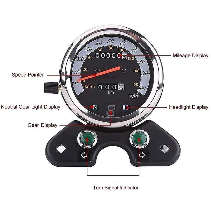 Universal Motorcycle Dual Odometer Speedometer Meter Gear Digital Display