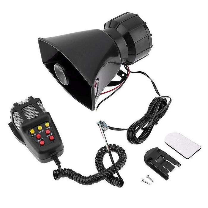 Universal Motorcycle Car Alarm Sound 7 Tone Horn 12v 100w Police Siren Horn Loudspeaker (black)