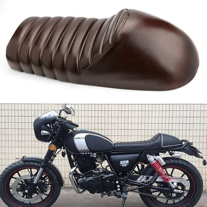 Universal Motorcycle Seat Flat Saddle Frame for GB XJ Cafe Brown