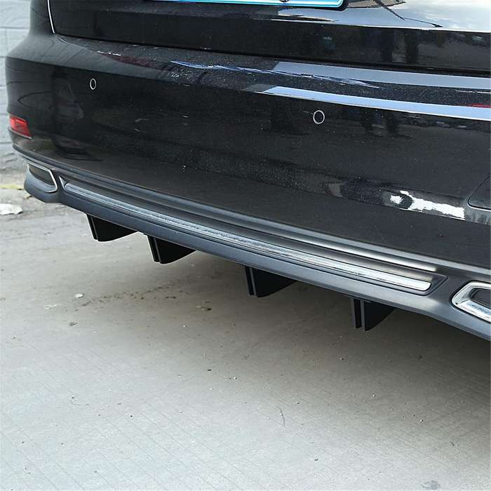 Universal Rear Bumper Lip Diffuser Fins, Chin Bumper Protector, Fins Cover Trim Spoiler - Black 4pcs