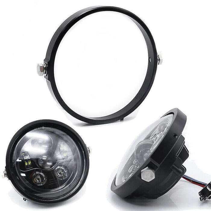 Universal Silver 5.75 Inch Aluminum Round Headlight Housing Headlamp Trim Ring Mount Bracket Motorcy