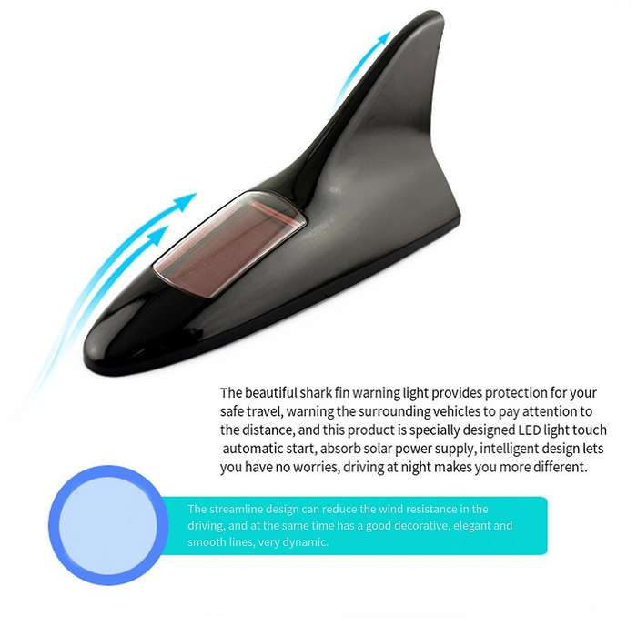 Universal Solar LED Light Car Fin Antenna Roof Tail Modified Light Belt Antenna Driving Safety Warni