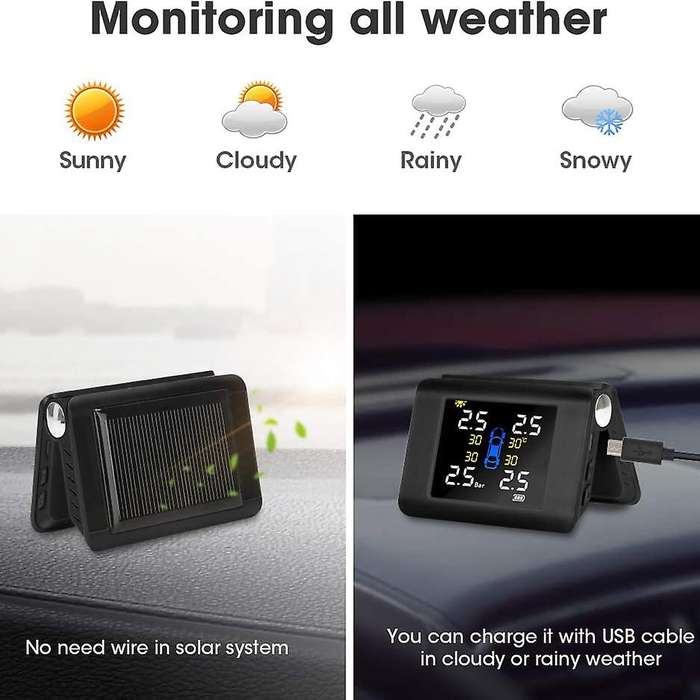 Universal TPMS Car Wireless Tire Pressure Monitoring System with 4PCS External Sensors Alarm, for Ca