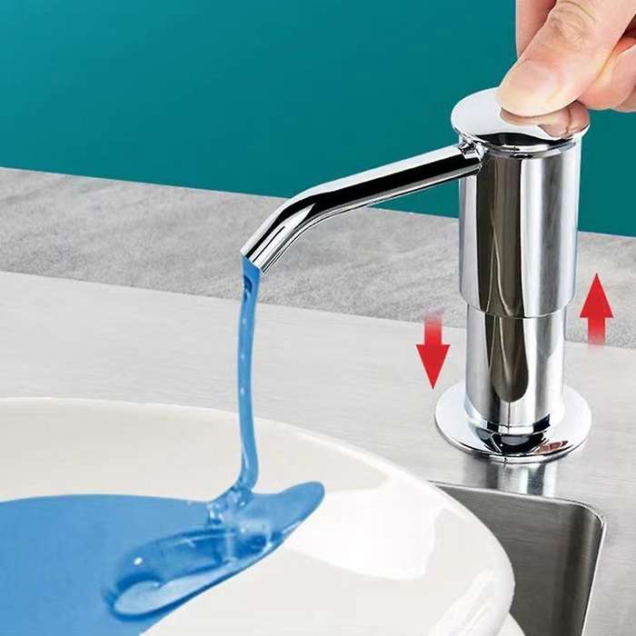 Upgraded Soap Dispenser for Kitchen Sink Brushed Nickel, Stainless Steel Countertop Pump, Built In S