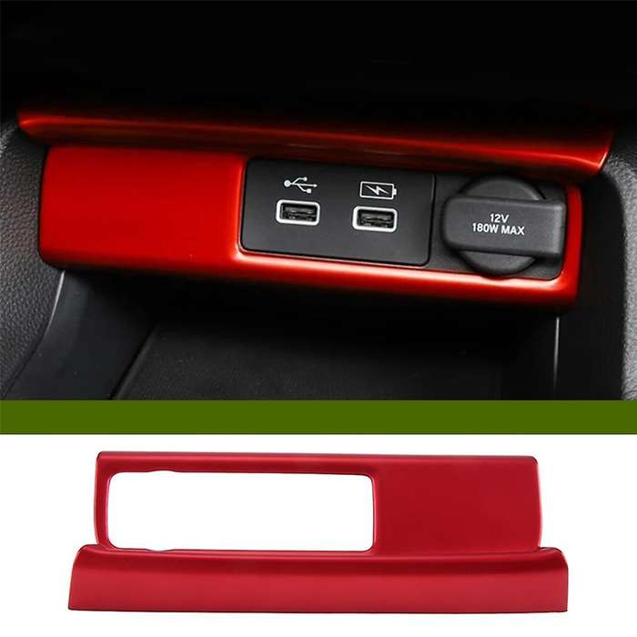 USB Charging Port Lighter Cover Trim Decor for 11Th 2022 2023 Red Interior Accessories