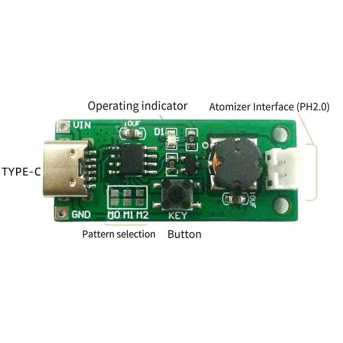 USB Mini Humidifier DIY Kit DC 3.7-5.5V Type-C Mini Humidifier DIY Kit 330mA Home Ultrasonic Air Hum
