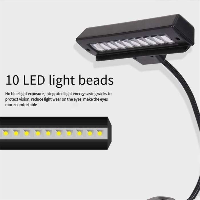 Usb Rechargeable Music Stand Light 10 Bright Led,nightstand Lamp Desk Reading Lamp
