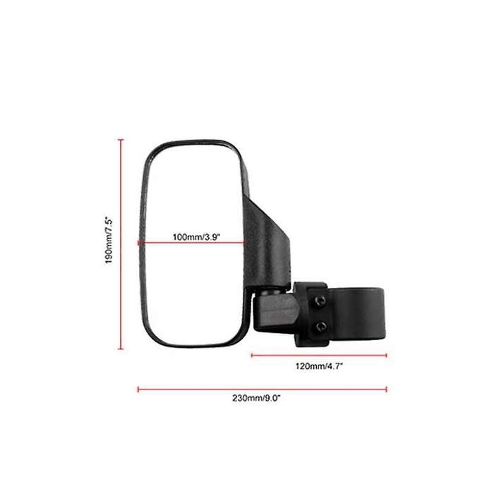 UTV Convex Side View Mirror Set with Shock-Proof Rubber Pad for 1.75-2Inch Roll Cage RZR