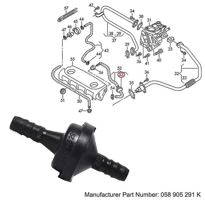 Vacuum Check Valve Air Pump Valve Car Accessories for A4 058905291 058905291K