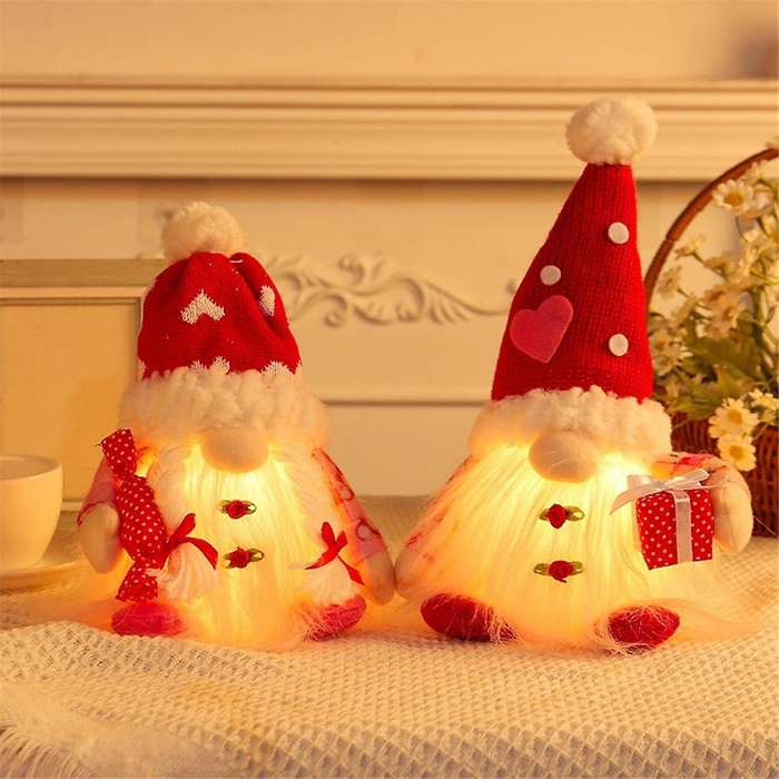 Valentine's Day Decorative Ornaments 2024 New Luminous Knitted Hat Doll Love Faceless Doll Tanabata