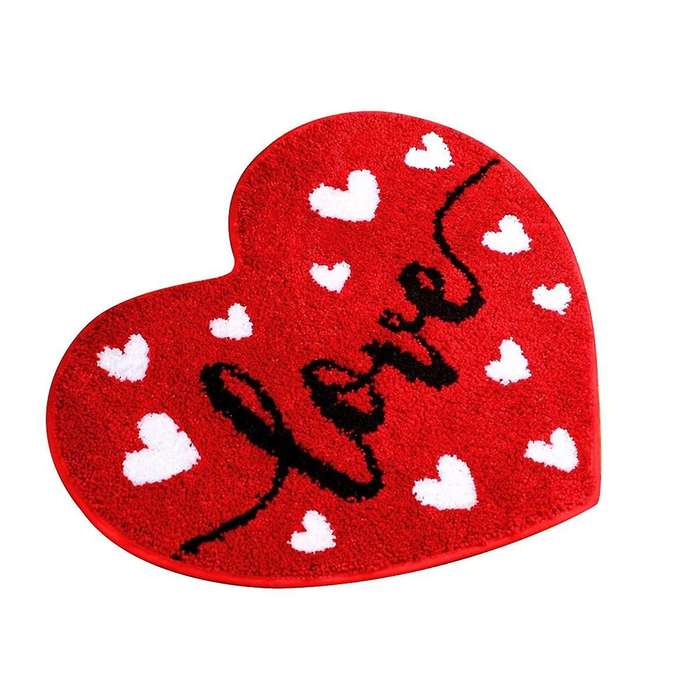 Valentine's Day Bathroom Rug Cute Valentines Door Mat Bath Mat for Love Shape Shower Mat Valentines