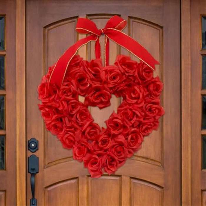 Valentines Day Wreaths for Front Door Wall Window Valentines Day Decoration Heart Wreath Garland Art