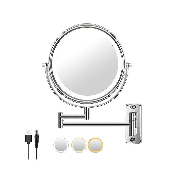 Vanity Mirror 1/10X Magnifier 8 Inch Swivel with Extension Arm Lamp Vanity&Bathroom Mirror with 3