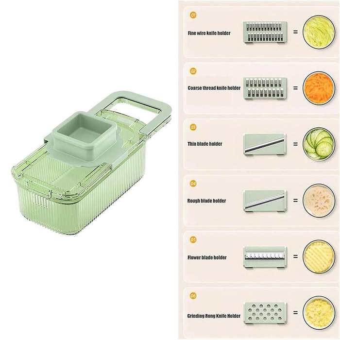 Vegetable Choppers Multifunctional Food Grater 6 Cutting Tools Round Vegetable Choppers with Contain