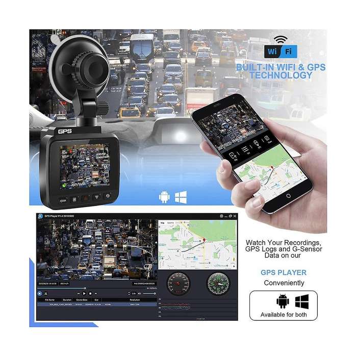 Vehicle Dvr 2k 1080p Wifi Gps Front and Rear View Camera Hd Driving Recorder Night Vision Driving R