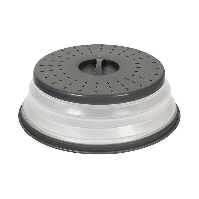 Vented Collapsible Medium Cover (charcoal) - Splatter Guard & Colander Kitchen Gadget for Food & Me