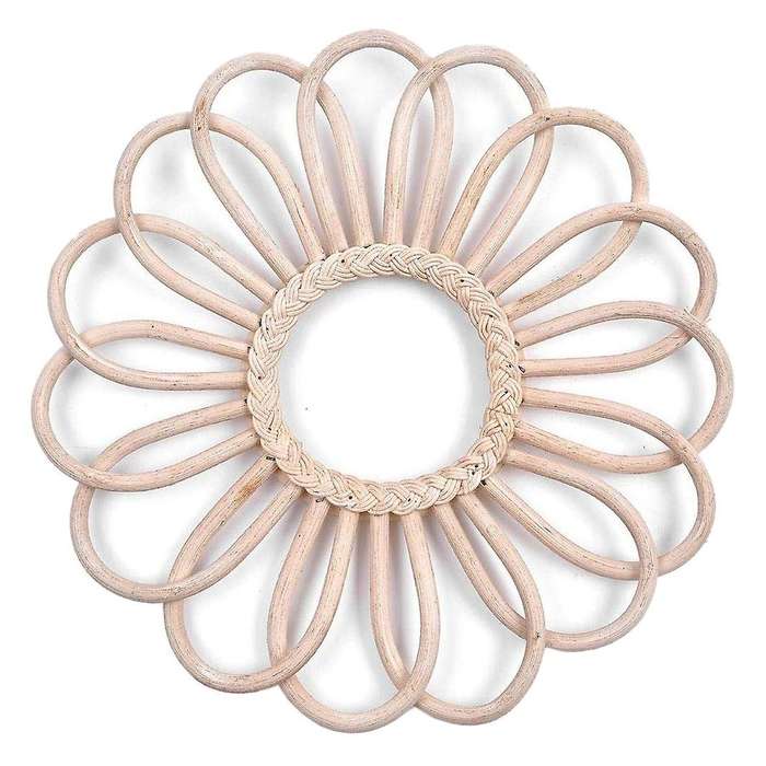 Vintage Round Decorative Wall Mirror Frame Bohemian Chic Wall Hanging Mirror Rattan Frame