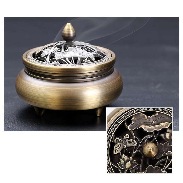 Vintage Sandalwood Incense Burner Three Foot Censer Copper Coils Incense Home Room Tea House for Sti