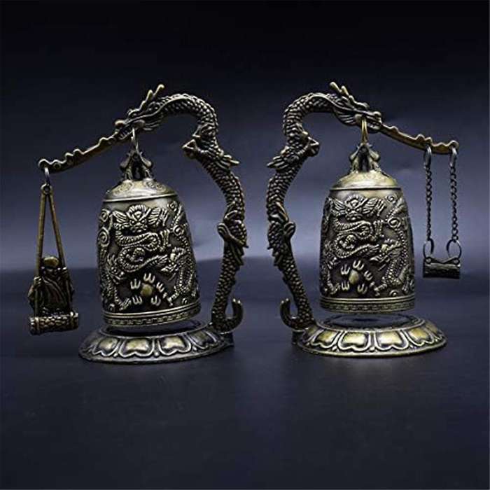 Vintage Small Dragon Bell Collectibles Ornaments, Good Lucky Bell, Meditation Home Office Decor