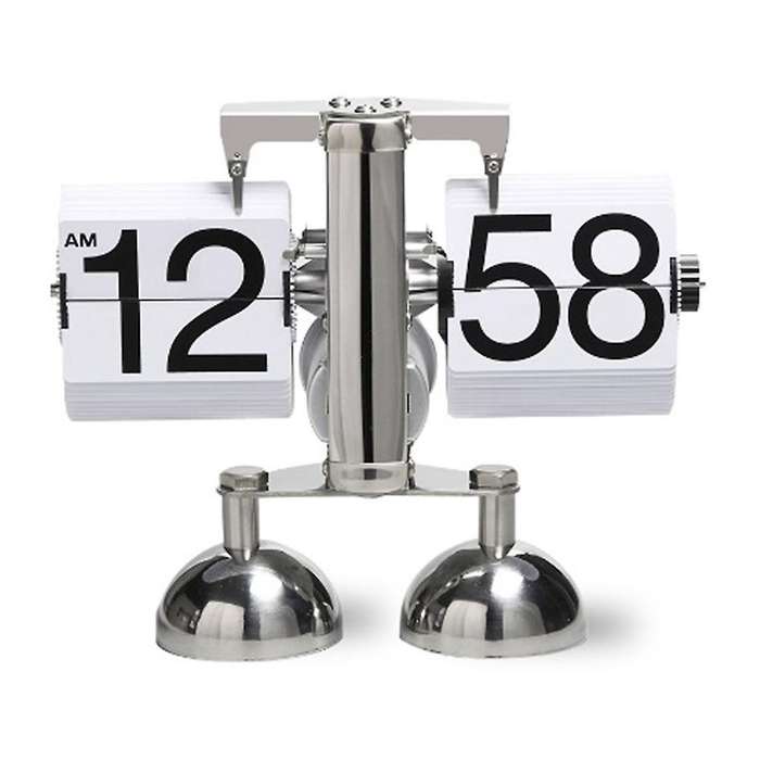 Vintage Table Clock Automatic Page Turning Clock Double Foot Small Scales Flip Desk Clock Home/offi