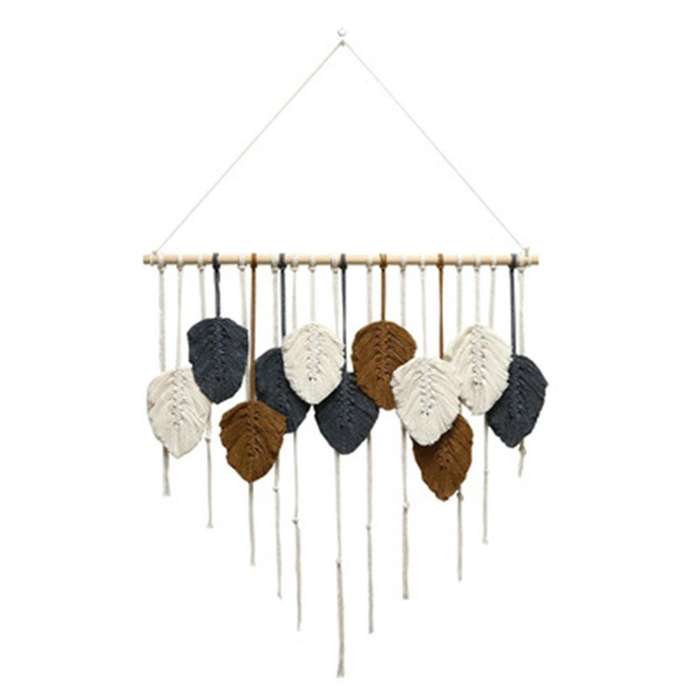 Feather Boho Wall Decor Woven Tassels Cotton Ornaments Tapestry B