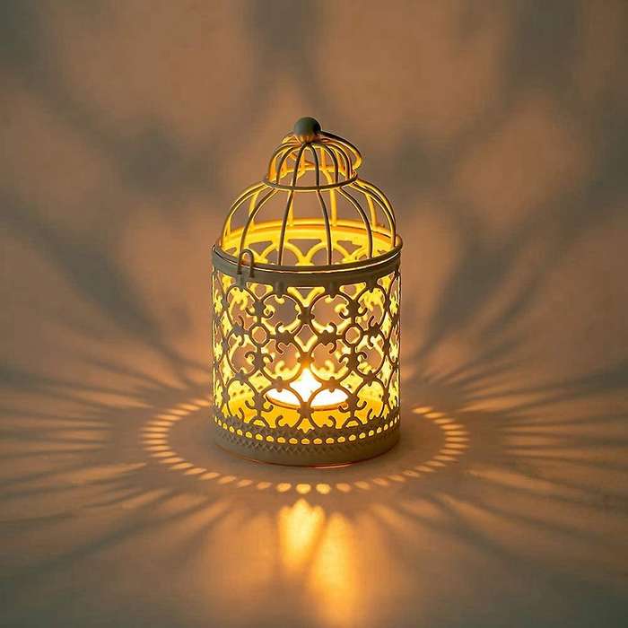 4 Pcs Candle Lanterns Bird Cage Metal Hollow Iron Candle Holder -a