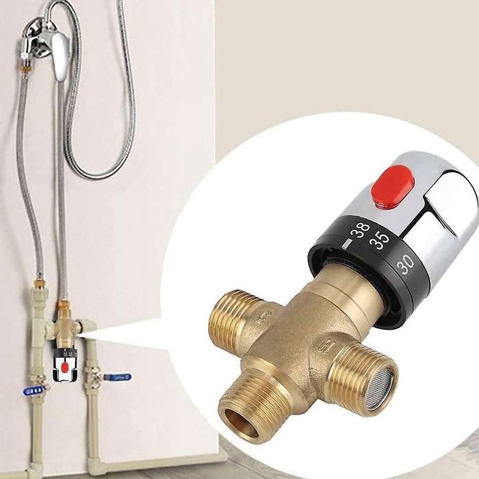 Thermostatic Mixing Valve Solid Brass G1/2 for Shower System Control