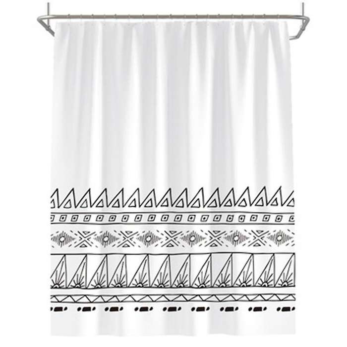 Bohemian Shower Curtain Black and White Geometric Shower Curtain